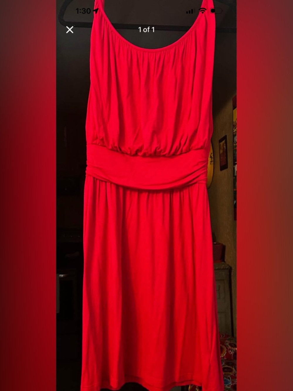 Red Women's Sleeveless Waist-Detail Dress